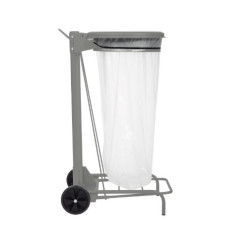 CHARIOT PORTE SAC COLLEC ROULE 110L AVEC PEDALE GRIS CLAIR (REF 57330)