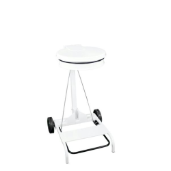 CHARIOT PORTE SAC MOBILE 110L AVEC PEDALE METAL COUVERCLE BLANC