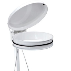 CHARIOT PORTE SAC MOBILE 110L AVEC PEDALE METAL COUVERCLE BLANC