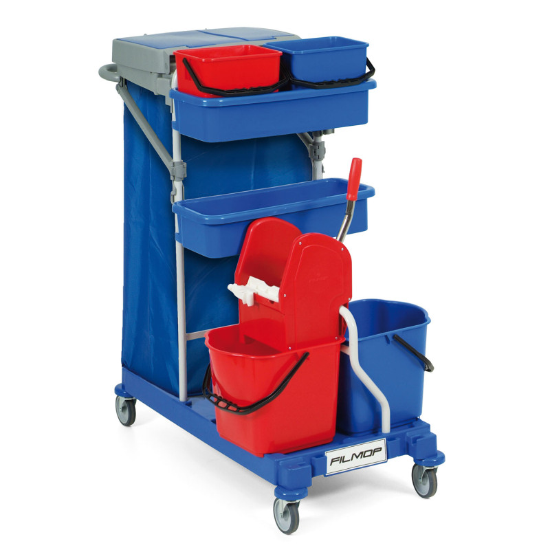 CHARIOT DE MENAGE MORGAN 2128 ROUES 100MM + PRESSE A MACHOIRES