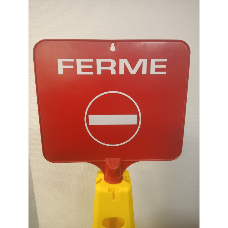 PANNEAU RECTANGLE ROUGE FERME POUR CONE DE SIGNALISATION JAUNE