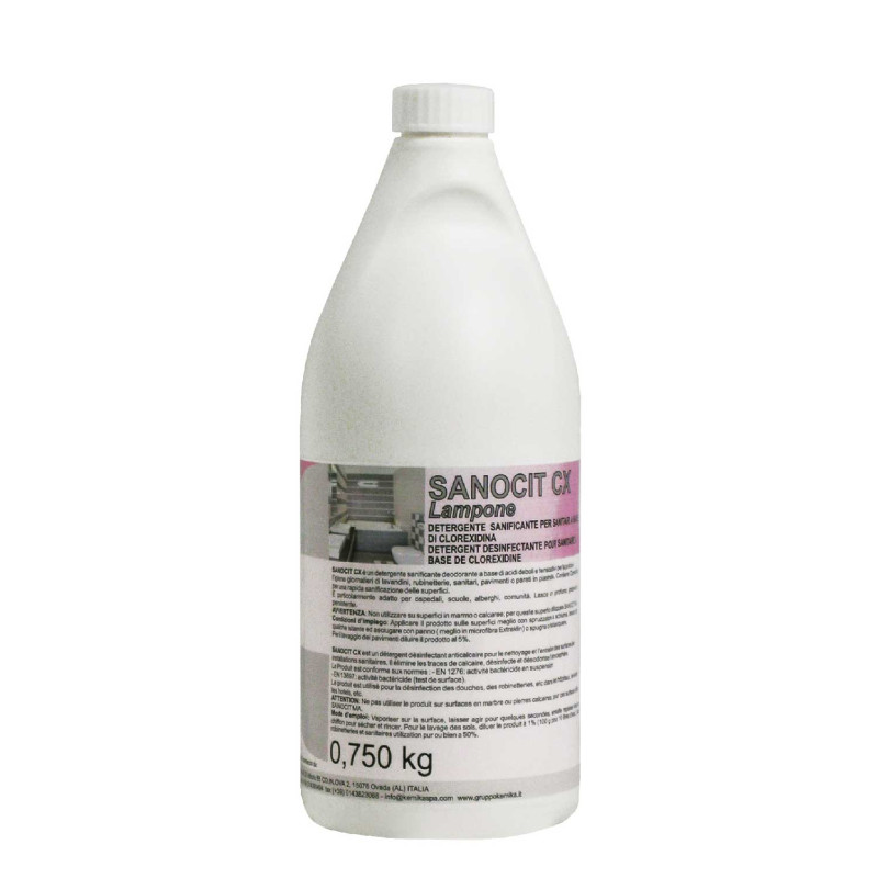 KEMIKA SANOCIT CX DETERGENT ANTICALCAIRE A BASE DE CHLOREXIDINE POUR SANITAIRES PH:2.5 ± 0.2 CARTON DE 15 FLACONS DE 750ML+2 PIS