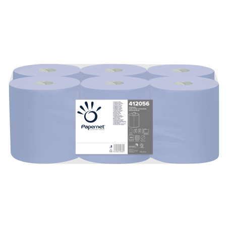BOBINE 450F BLEUE RECYCLEE 135M 20X30CM 2PLIS PURE OUATE GAUFRE SOFIDEL (412056)-LOT DE 6