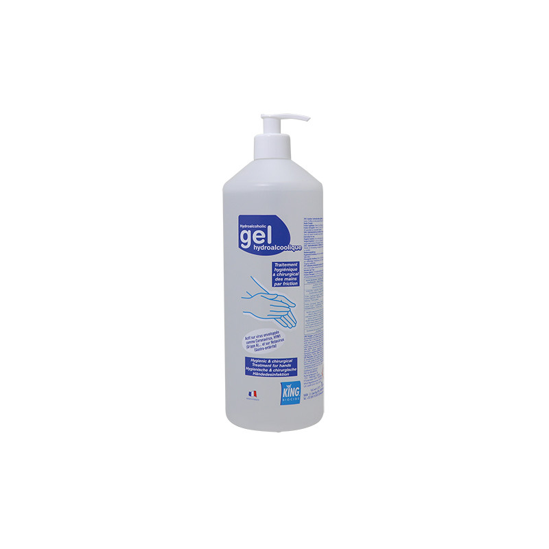 GEL HYDROALCOOLIQUE POUR LA DESINFECTION DES MAINS KING FLACON POMPE DE 1L