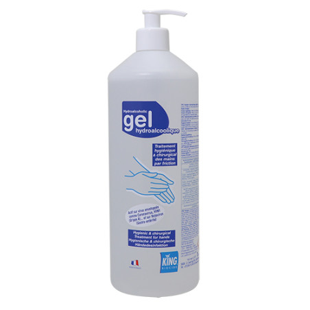 GEL HYDROALCOOLIQUE POUR LA DESINFECTION DES MAINS KING FLACON POMPE DE 1L
