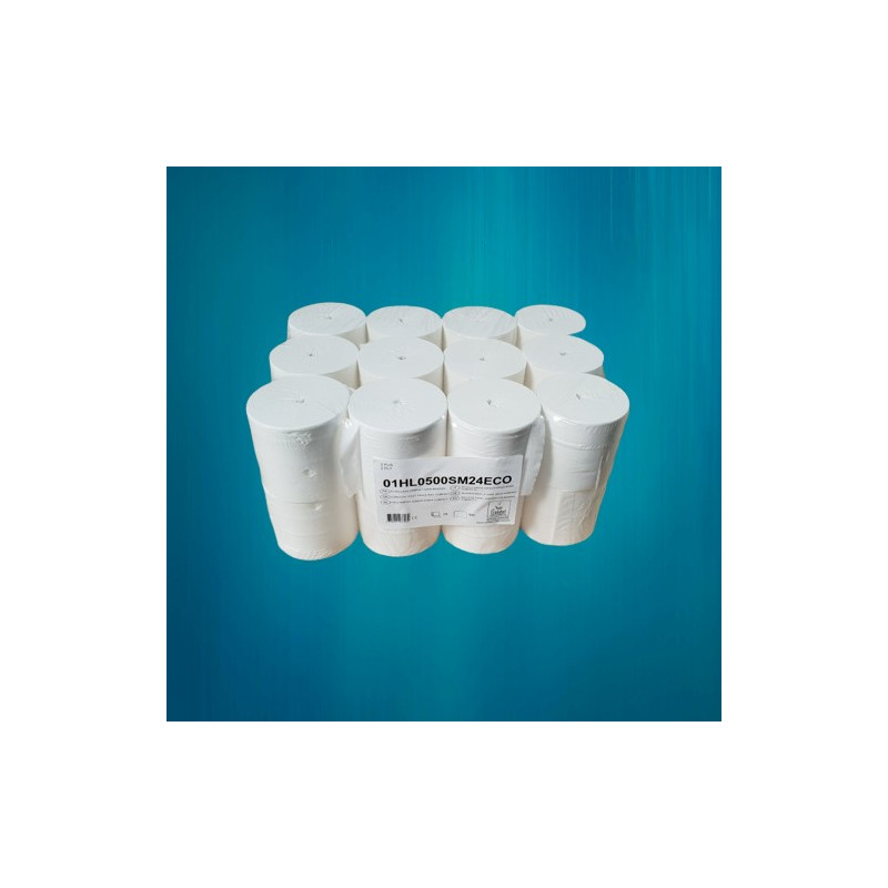 PAPIER TOILETTE 18M 500F 2PLIS LAIZE 9,5CM Ø10,5CM SANS MANDRIN PURE OUATE LISSE BLANC ECOLABEL EVADIS (01HL05005S324ECO)- COLIS