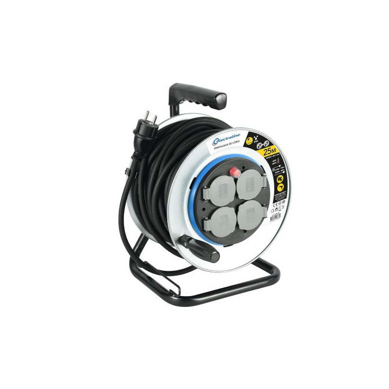 RALLONGE ELECTRIQUE ENROULEUR PLATINE FIXE 3G1.5 - 25M