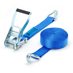 SANGLE D'ARRIMAGE 50MM 2 PIECES AVEC CROCHET DROIT 8.5M+0.5M 4TONNES
