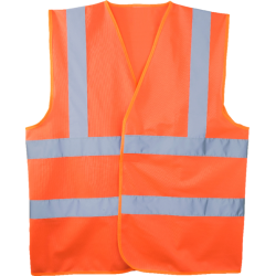GILET DE SIGNALISATION ORANGE + DOUBLE BANDE + BANDE BAUDRIER CLASSE2 TAILLE XL