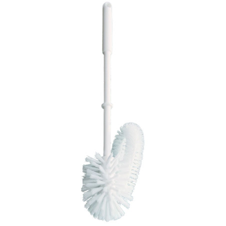 BROSSE WC BOULE BLANCHE POUR LE REBORD DE TOILETTES EN FORME DE BOUCLE HACCP (6240 ) LONGUEUR TOTALE 365MM