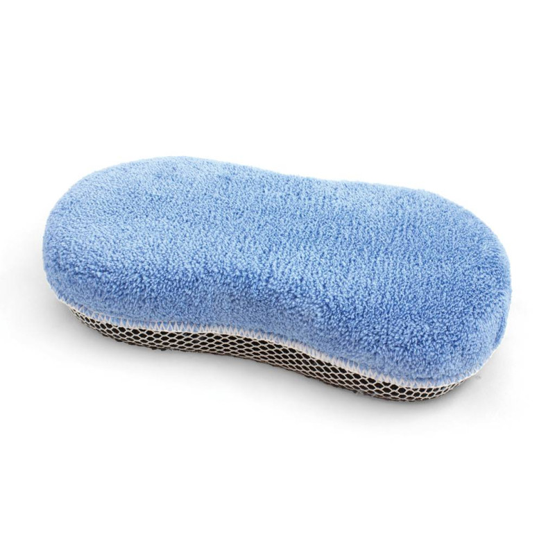EPONGE MICROFIBRE LAVAGE AUTO BI-FACES BLEUE 23X12X5.5CM