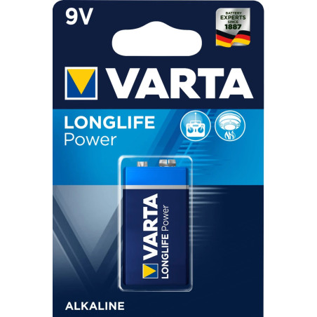 PILE ALCA. 6LR61 9V RECTANGULAIRE+POWER DURACELL