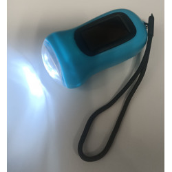 LAMPE TORCHE SOLAIRE DYNAMO A MANIVELLE BLEUE