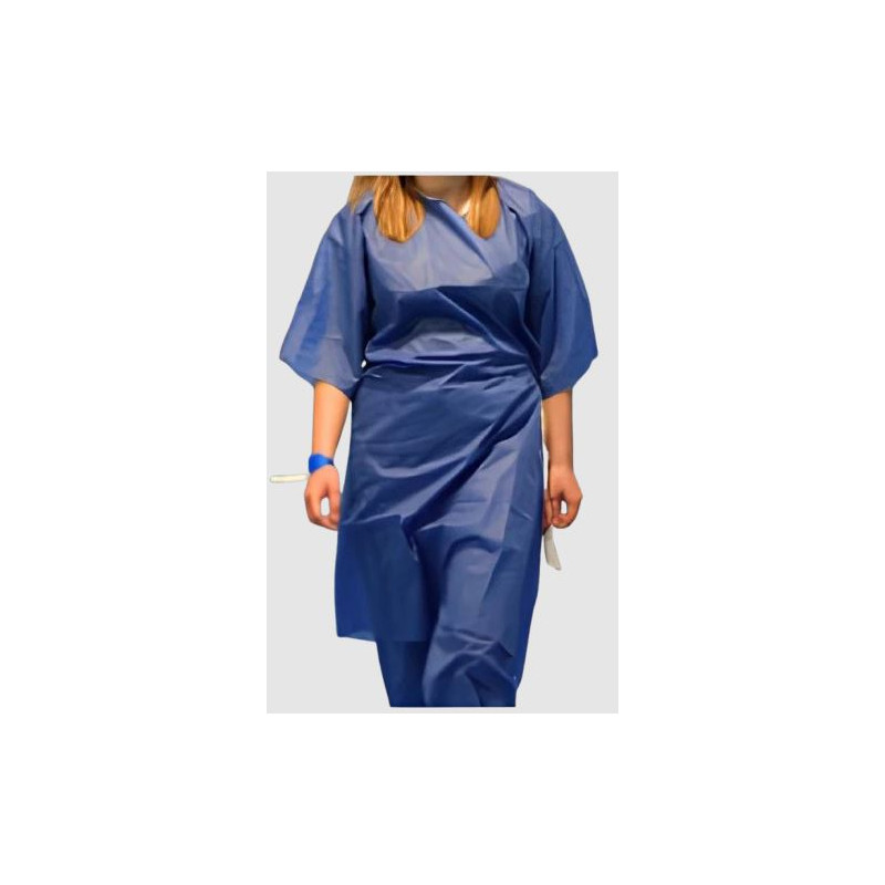 CHEMISE PATIENT UU NON STERILE MANCHES COURTES FERMETURE LATERALE BLEU-SACHET DE 10