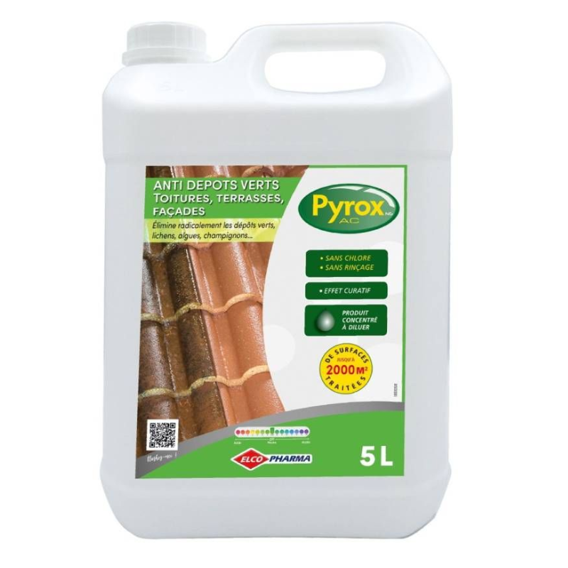 PYROX AC CONCENTRE - ANTI DEPOTS VERTS TOITURES BIDON DE 5 LITRES