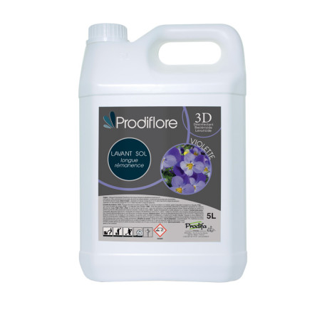 PRODIFLORE 3D DETERGENT DESODORISANT DESINFECTANT SOL LONGUE DUREE PH:6,5 PARFUM VIOLETTE BIDON DE 5L 