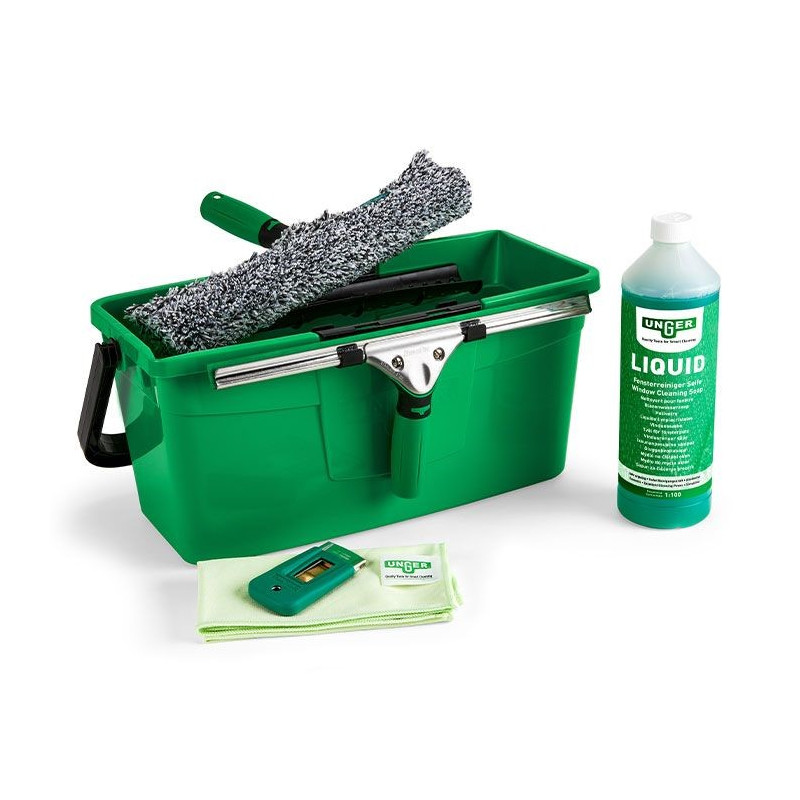 UNGER ERGOTEC ADVANCED KIT 6 EN 1 : RACLETTE+MOUILLEUR+SEAU+LIQUIDE+GRATTOIR+CHIFFON MICROFIBRE