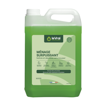 LVP MENAGE SURPUISSANT NETTOYANT DEGRAISSANT SOLS PIN DES LANDES PH PUR : 10,2 / 10,5 (4131) BIDON DE 5L