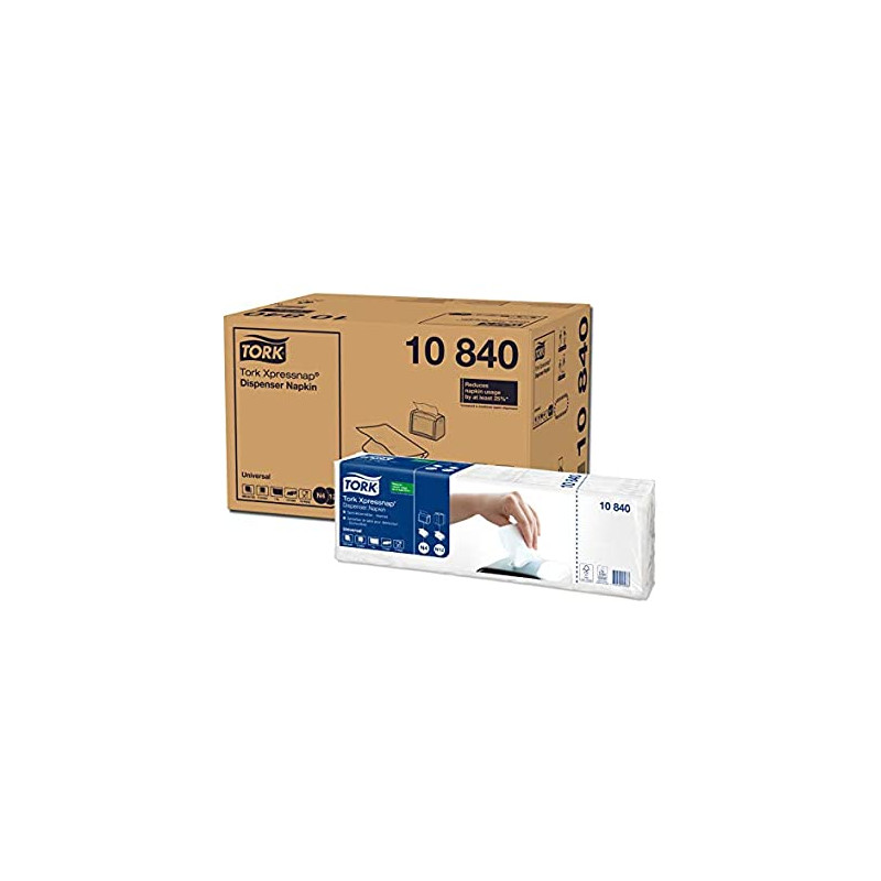 TORK XPRESSNAP®SERVIETTES DE TABLE ENCHEVETREES 1PLIS 21,3X33CM SYSTEME N4 BLANC- CARTON DE 9000