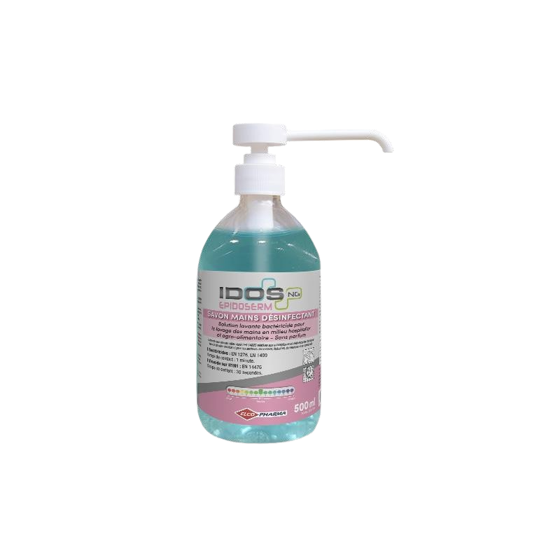 SAVON MAINS DESINFECTANT LIQUIDE IDOS EPIDOSERM BACTERICIDE VIRUCIDE POUSS MOUSS (EPIDO00005)- FLACON POMPE DE 500ML