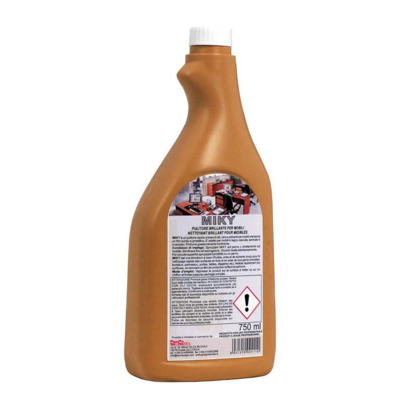 KEMIKA MIKY NETTOYANT BRILLANT POUR MEUBLES PH: 7.4 ± 0.2 FLACON SANS PISTOLET DE 750ML 