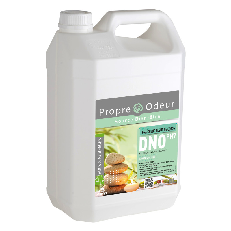 DNO DETERGENT ODORANT SOLS PROTEGES PH:7 PARFUM FLEUR DE COTON BIDON DE 5L 