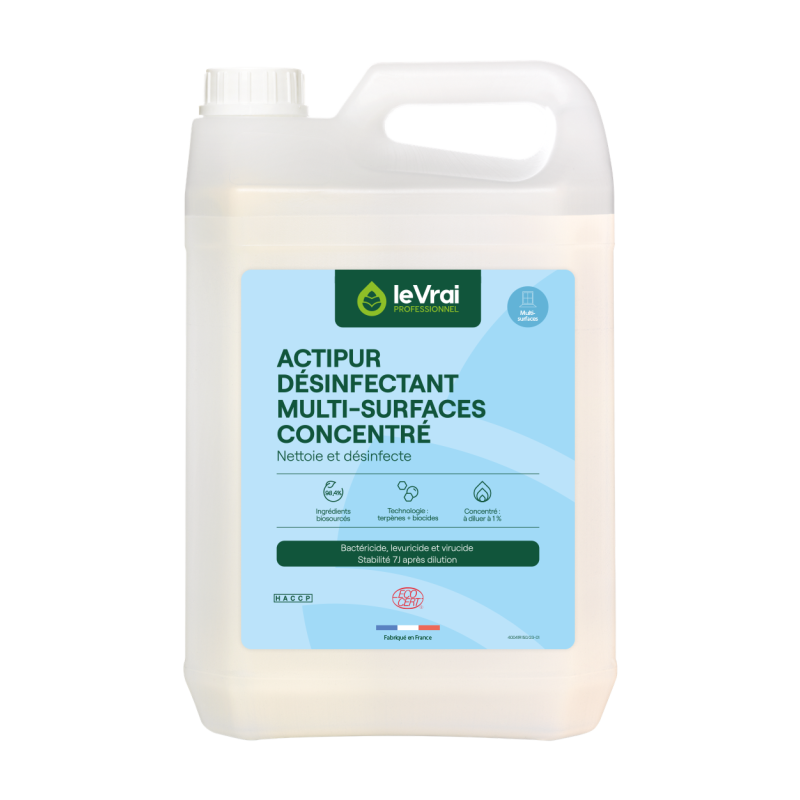 ACTIPUR DESINFECTANT MULTI-SURFACES CONCENTRE ECOCERT pH:1,5 / 2,5 LE VRAI (5501) BIDON DE 5L 