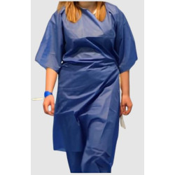 CHEMISE PATIENT UU NON STERILE MANCHES COURTES FERMETURE LATERALE BLEU-SACHET DE 10