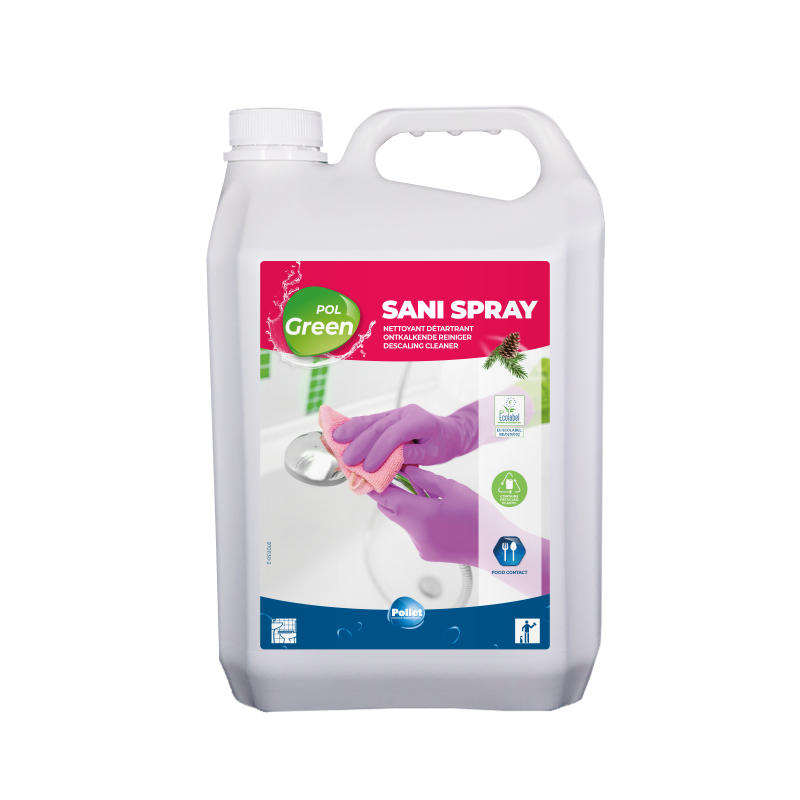 POLLET POLGREEN SANI SPRAY DETARTRANT PUISSANT MOUSSANT SANITAIRE PAE ECOLABEL 5L