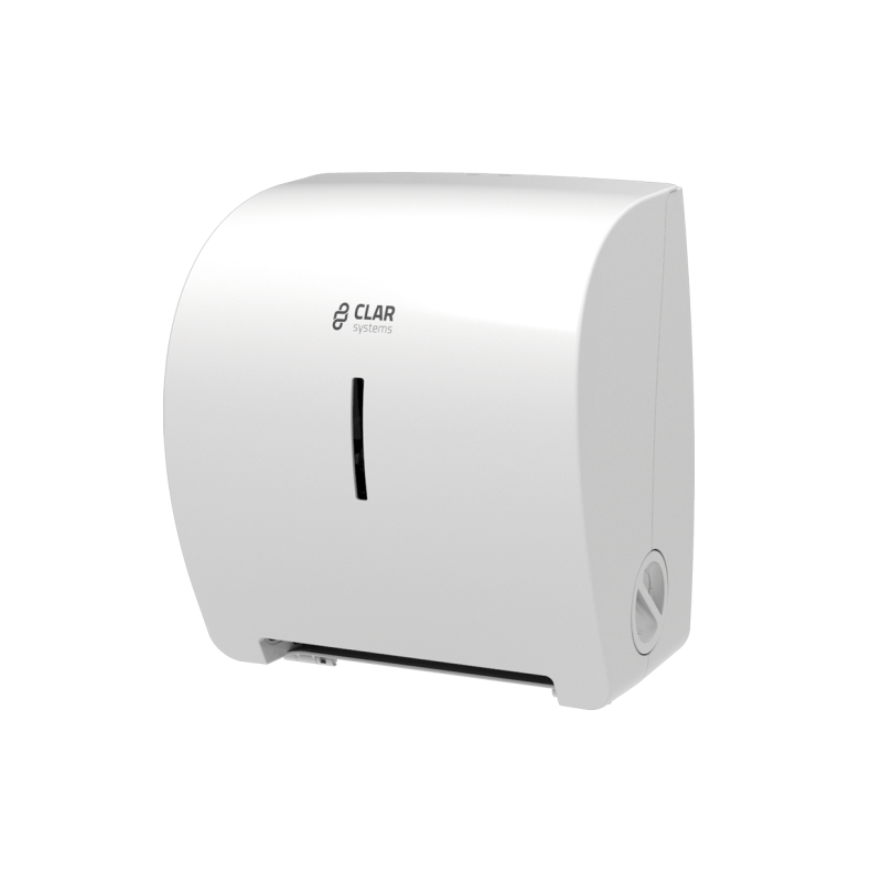 DISTRIBUTEUR ESSUIE MAINS AUTOCUT BLANC MANUEL LOGO PRODHYGE CLAR