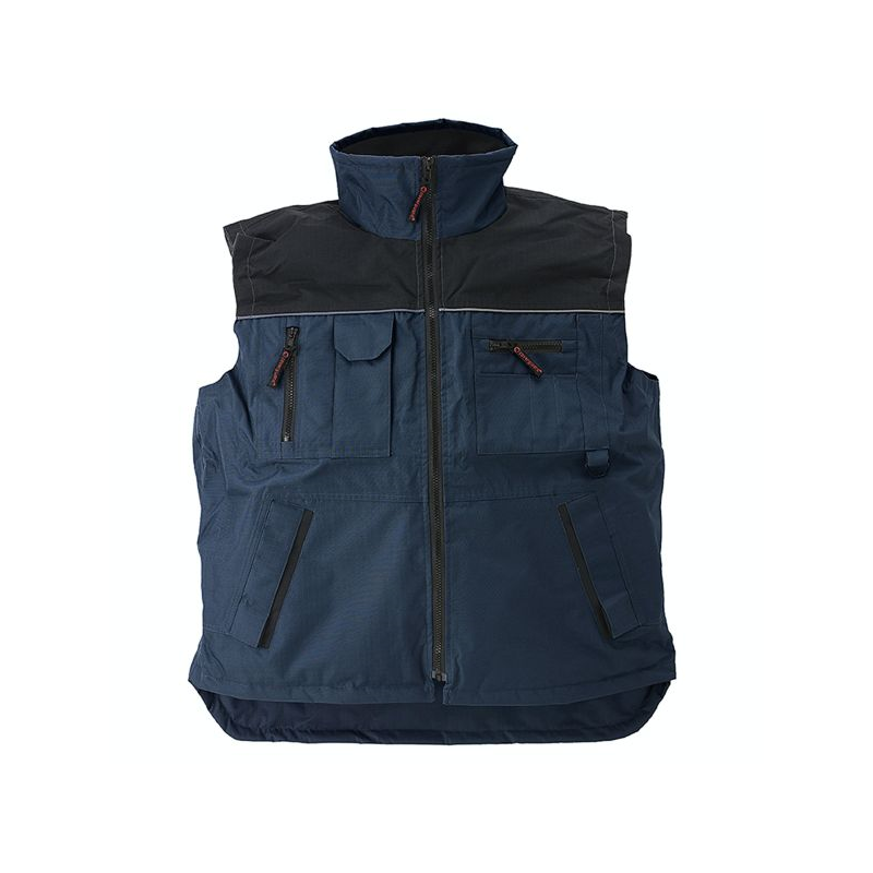GILET MULTIPOCHES SANS MANCHE RIPSTOP NAVY/BLACK TS