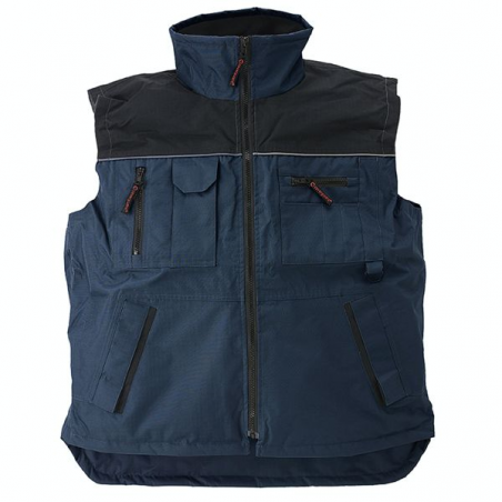 GILET MULTIPOCHES SANS MANCHE RIPSTOP NAVY/BLACK TS